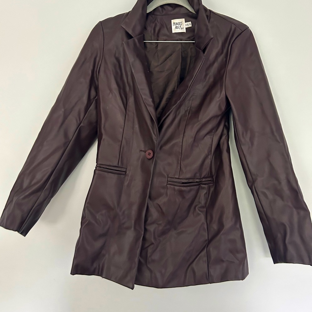 PP leather blazer.
